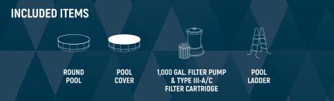 "Bestway Steel Pro MAX Round Above Ground Pool Set, Gray (15 Ft | 14 Ft | 13 Ft | Size Options)   Complete Set with Filter Pump, Ladder and Cover