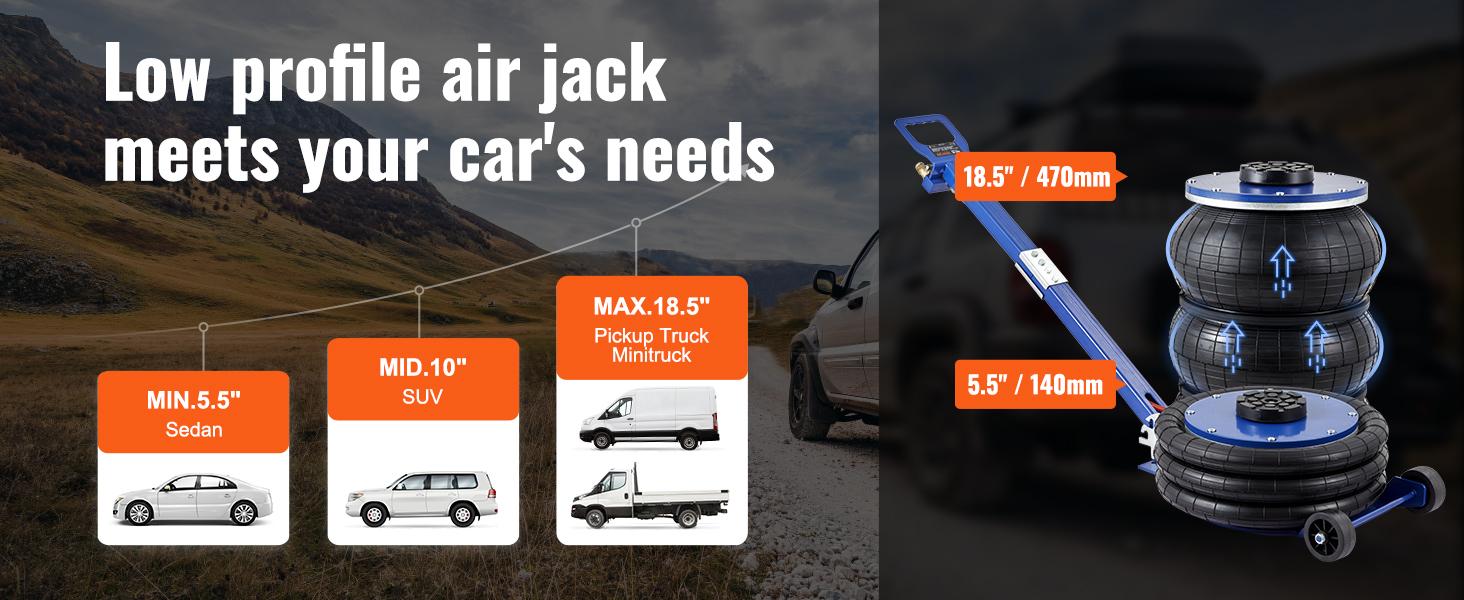 【Super Brand Day】VEVOR Air Bag Jack, triple bag air jack for fast lifting, 3 Ton/6613 lbs Pneumatic Airbag Jack with 17.7 In Lift, 1-6 Second Fast Lifting & Steel Pipes for Car, SUV, Pickup Truck Repair，DEALS FOR YOU