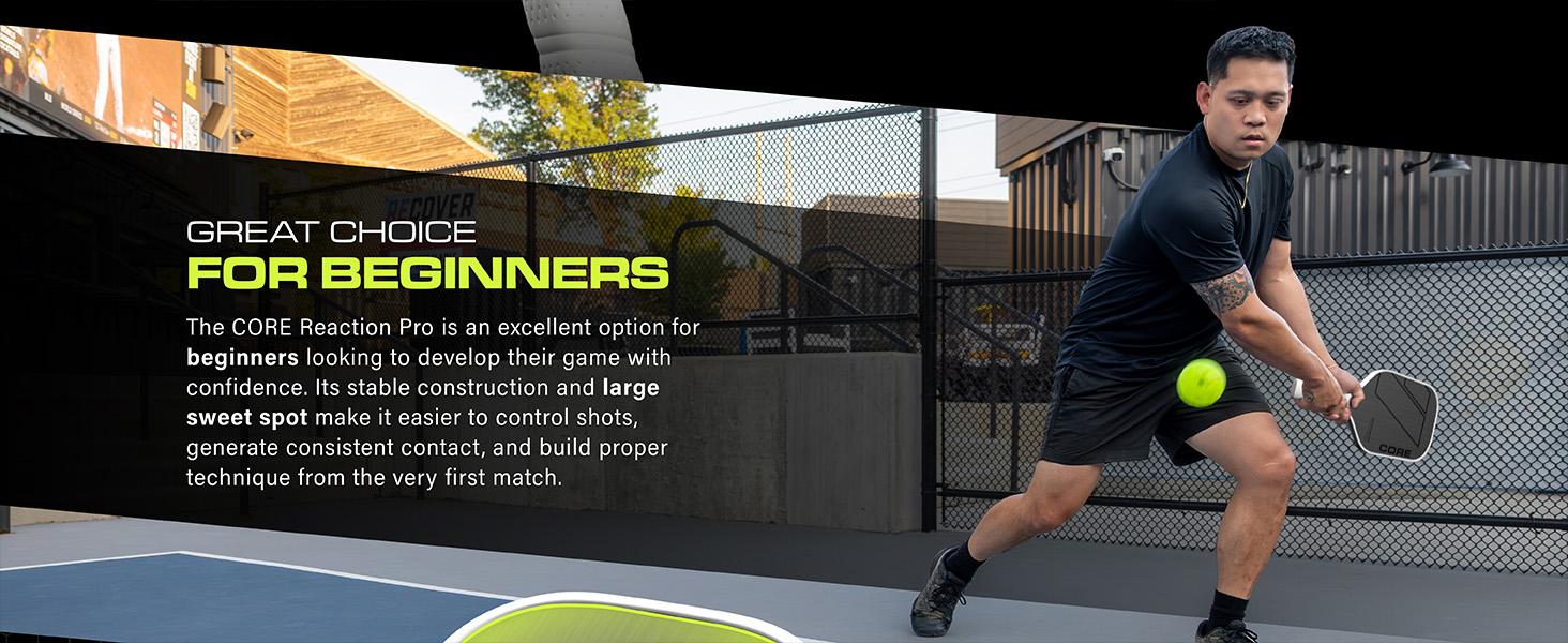 CORE Reaction Pro Pickleball Paddle | T700 Carbon Fiber Surface | MX-1000 (16mm)