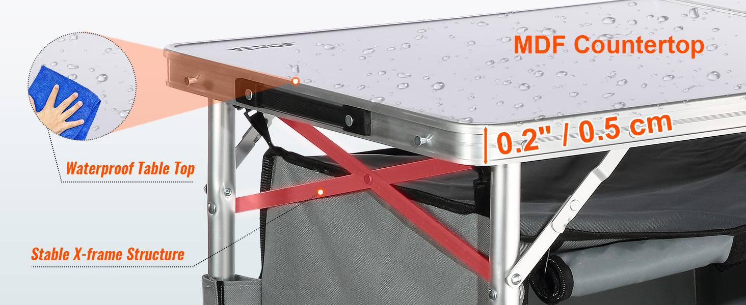 VEVOR Camping Kitchen Table, TikTokShopBlackFriday, Quick set-up Folding Camping Table, 3 Adjustable Heights, MDF Camping Table, Ideal for Outdoor Picnics, BBQs, Camping, RV Traveling VEVOR Super Brand Day