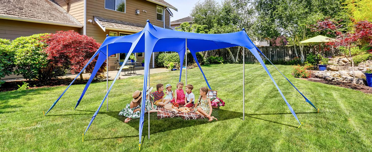 Beach Tent Sun Shelter, Beach Canopy Tent Sun Shade UPF50+ Protection with 8 Sandbags 4 Stability Poles, summer Outdoor Beach Shade Canopy for Beach, Camping, Fishing patio umbrella for family Beach Tent Sun Shelter, Beach Canopy Tent Sun Shade UPF50+ Protection with 8 Sandbags 4 Stability Poles, summer Outdoor Beach Shade Canopy for Beach, Camping, Fishing patio umbrella for family