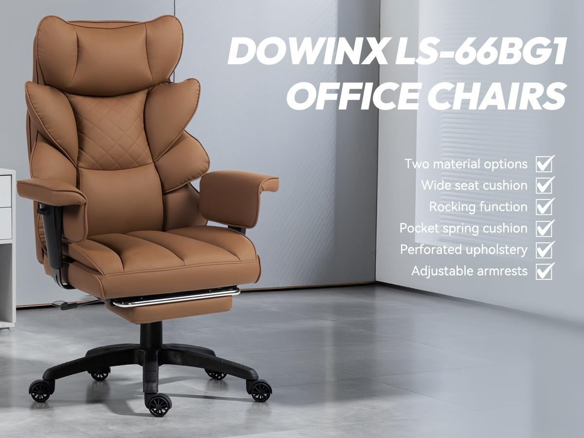 Summervibes Dowinx Ergonomic Office Chair - Big & Tall Executive Desk Chair with Pocket Spring Lumbar Support, High-Back Adjustable Gaming Chair, Removable Footrest & 3D Armrests