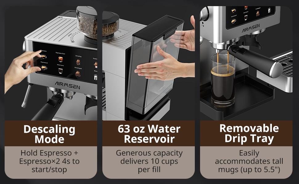 Home 20-Bar Espresso Machine 1 350w, With Color Touchscreen Coffee Machine-BCM2316