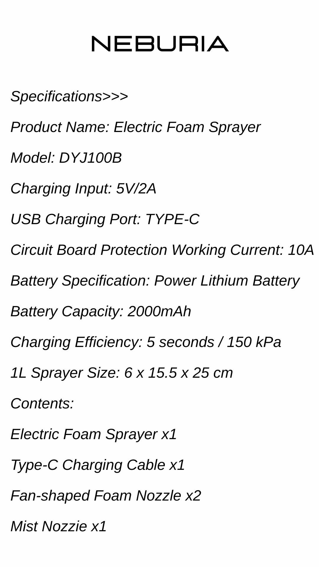 【FathersDayGift】NEBURIA Electric Foam Sprayer,Rechargeable High Pressure Foam Cannon for Car Wash,Auto Detailing,Home,Industrial Cleaning，Smart Pressure Control Core,Ergonomic Handle,Portable Cordless Cleaner for Kitchen,Windows,Bathroom