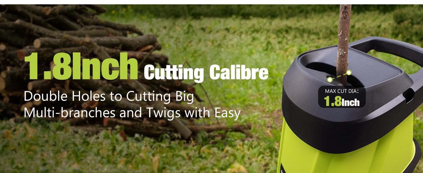 15-Amp Wood Chipper & Shredder, with 1.8" Feed Hopper, 45L Collection Bag, for Yard Waste, Branches, and Leaves.