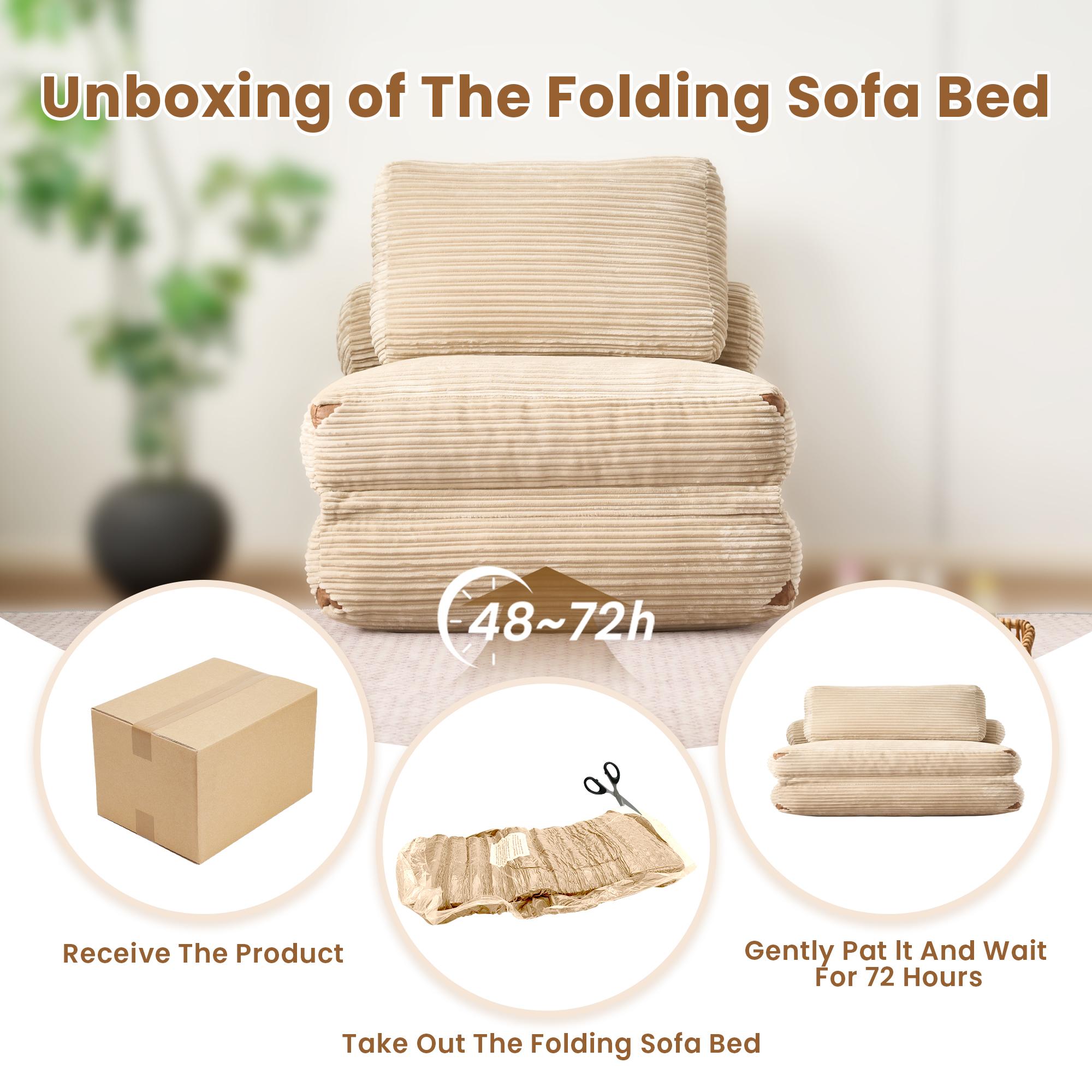 CAODOC Foldable Cloud Sofa Bed,Convertible Sleeper Chair with Pillow Foldable Mattress with Back Support, Portable Fold Out Chair Bed Comfy Floor Sofa Lounge for Living Room Bedroom