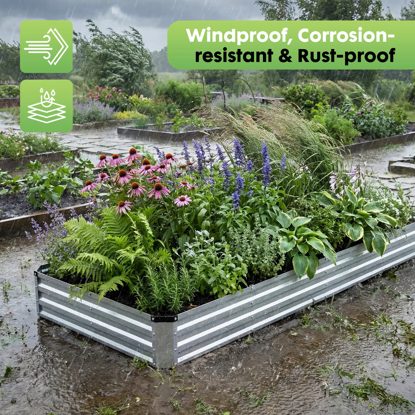Raised Garden Bed, Outdoor Planter Box with Open Bottom Design