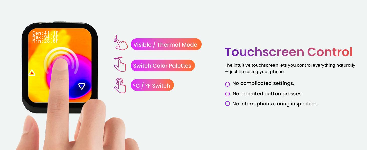 Mini Thermal Camera with Touchscreen, No App Required Small Infrared Imager for Home Inspection, 80&times;60 IR Resolution Infrared Camera for Detect Hidden Camera, Water Leak Detection