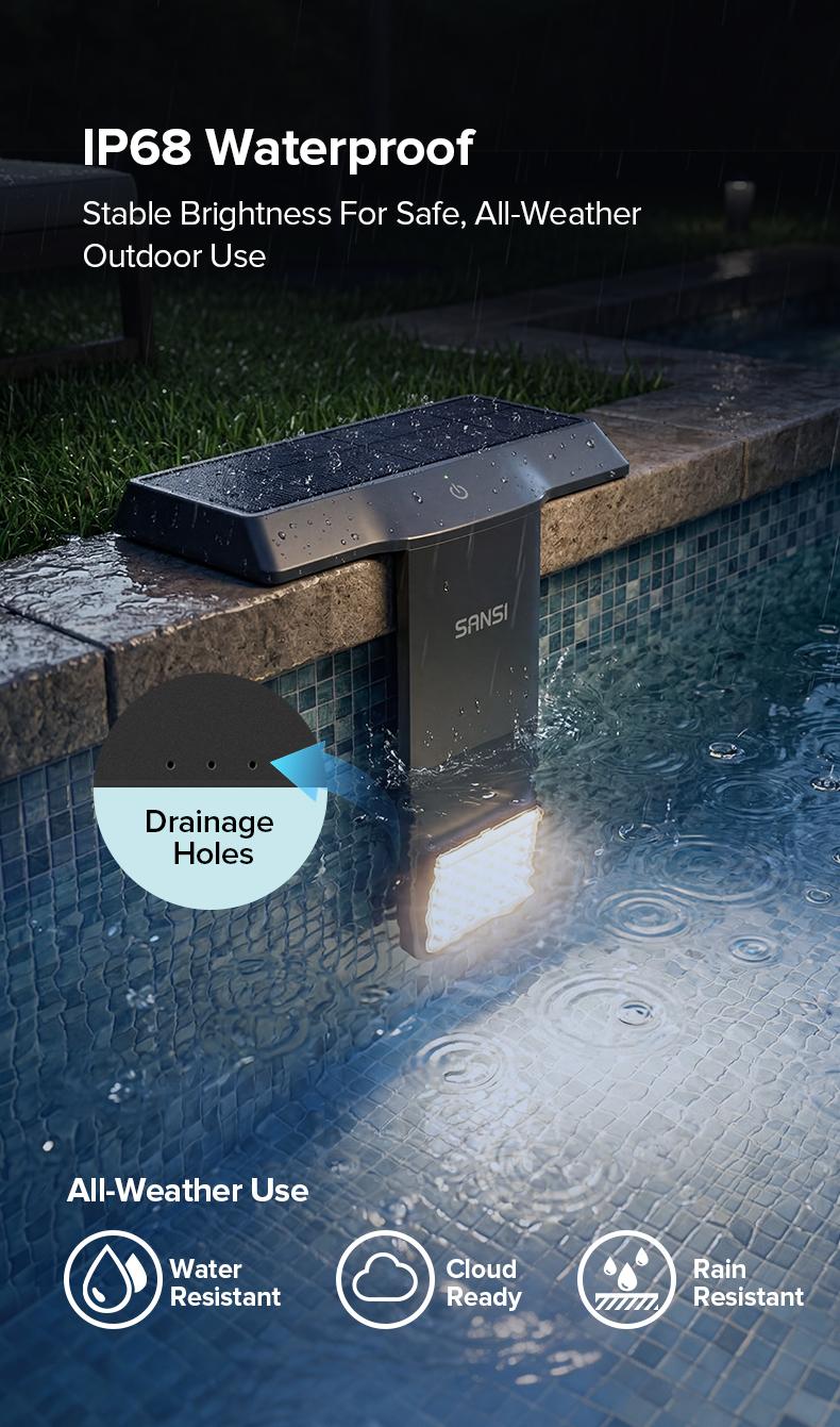 SANSI Solar Poolside RGB Light with Remote, Waterproof Submersible Pool Light for Inground & Above Ground Pools &ndash; Summer Vibes Decorative Outdoor Lighting, Mother's Day Gift summervibes