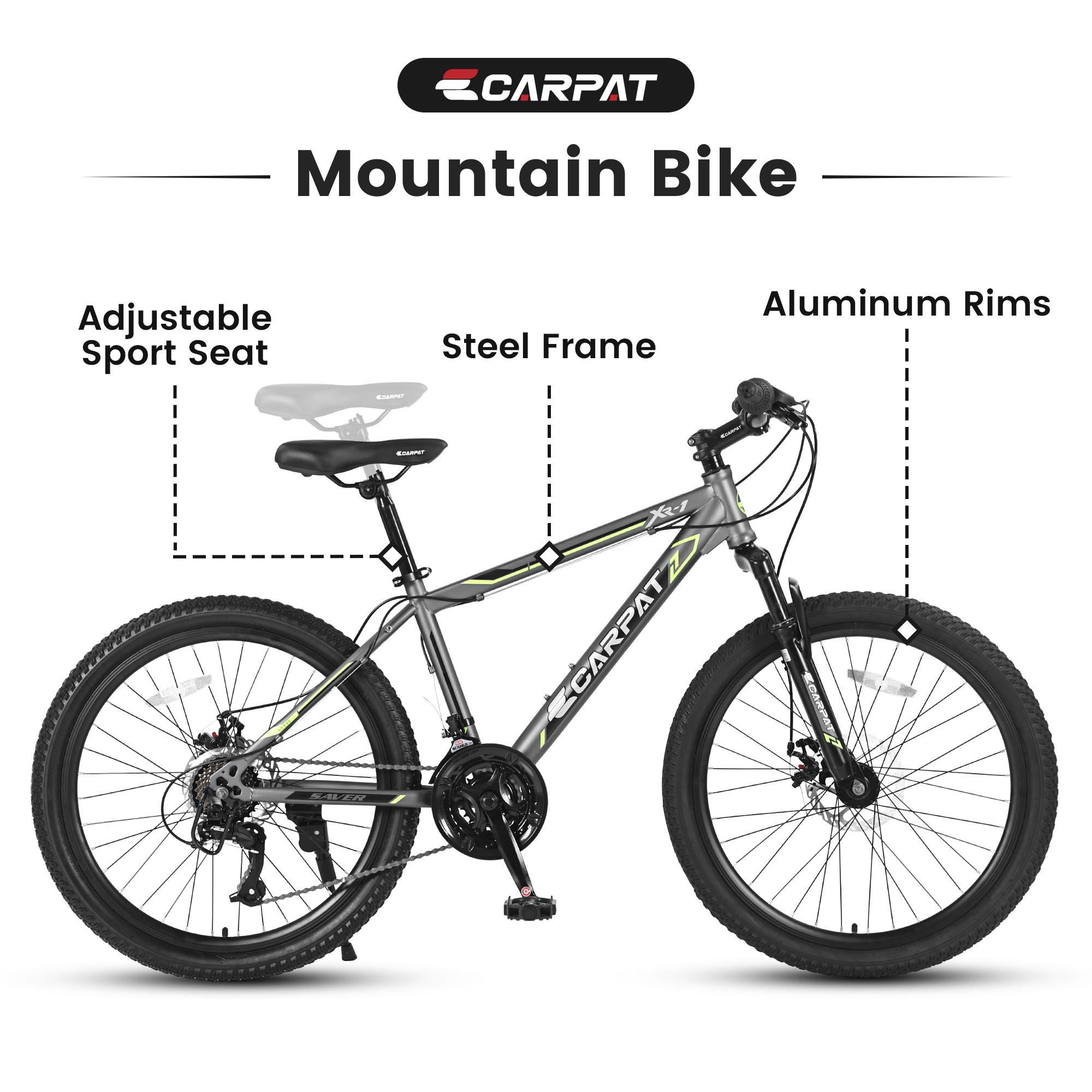 Mountain Bike 26 Inch, 21-Speed High-Carbon Steel Frame, Dual Suspension Fork, Dual Disc Brake, Adjustable Ergonomic Seat for Men & Women Adults, Lightweight Outdoor Cycling Bicycle – Gray