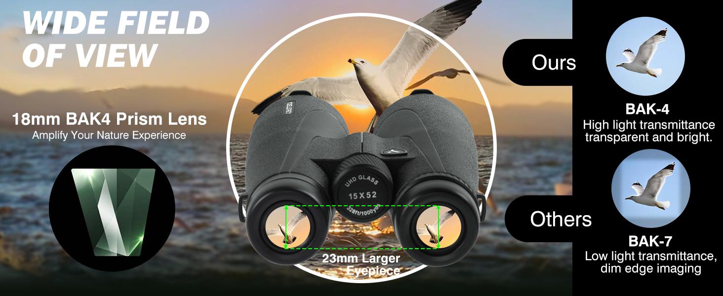 Yoelerey updated 15x52 UHD High Powered Long Range Binoculars, 23mm Large Eyepieces, BAK4 Prism for Low Light, Camping, Bird Watching, Essentials for Nature Lovers, High Powered Binoculars,father'sdaygifts Yoelerey updated 15x52 UHD High Powered Long Range Binoculars, 23mm Large Eyepieces, BAK4 Prism for Low Light, Camping, Bird Watching, Essentials for Nature Lovers, High Powered Binoculars,father'sdaygifts