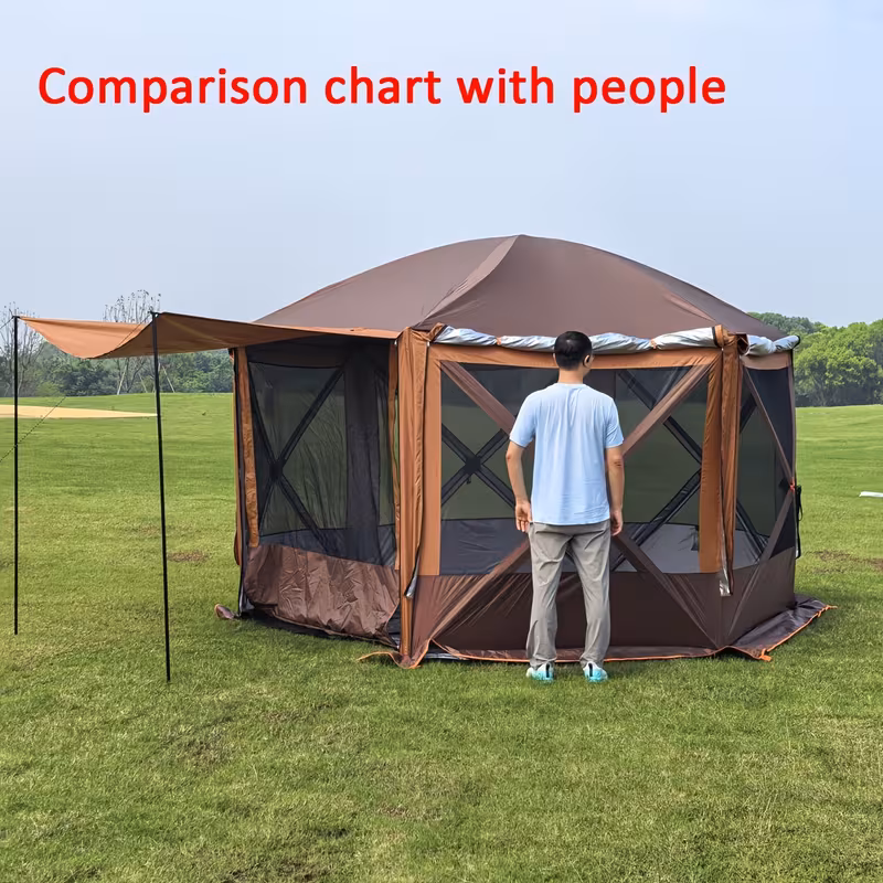 hexagonal tent large canopy quick opening automatic sunshade   yurt camping outdoor large tent Product details 2