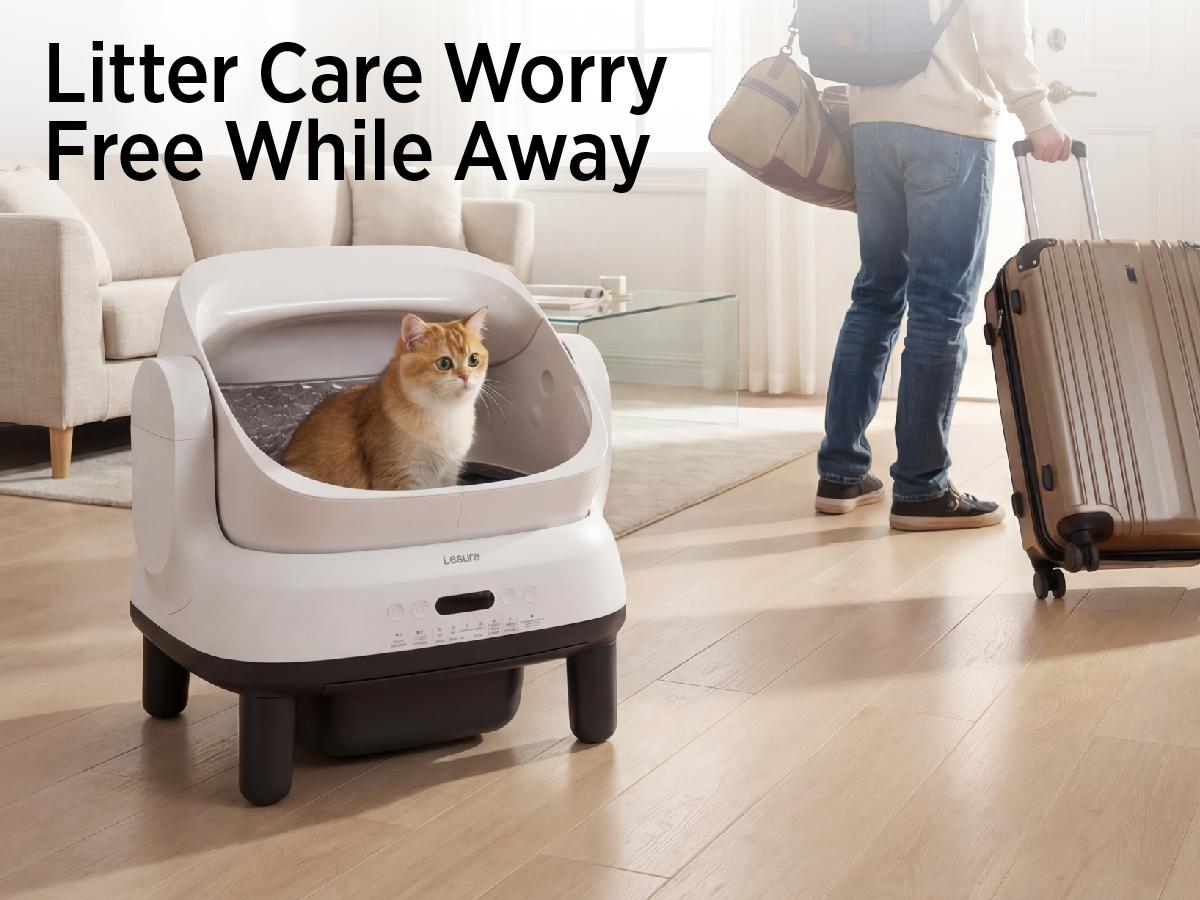 Lesure Self Cleaning Litter Box - Open-Top Automatic Cat Litter Box with APP Control & Anti-Pinch Sensor, for 3.3~18 lbs Cats, Odor Control, Includes 2 Sifters & 1 Roll Waste Bags