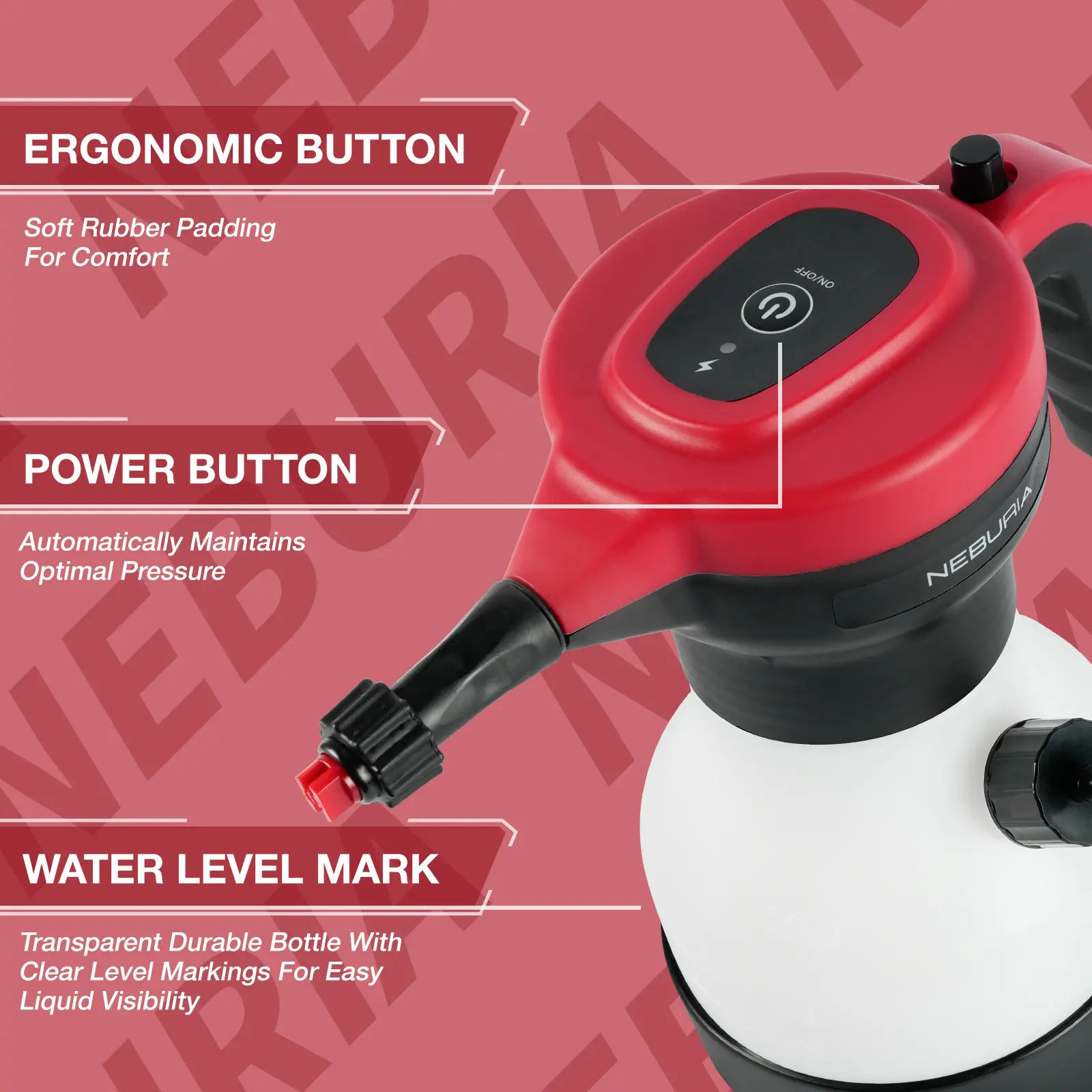Electric Foam Sprayer,Rechargeable High Pressure Foam Cannon for Car Wash,Auto Detailing,Home,Industrial Cleaning，Smart Pressure Control Core,Ergonomic Handle,Portable Cordless Cleaner for Kitchen,Windows,Bathroom