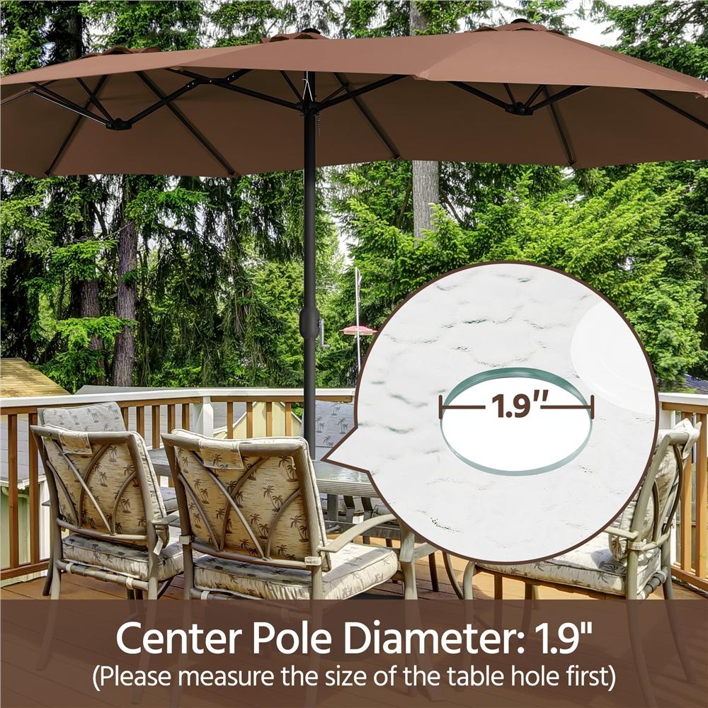 【On Sale】Yaheetech Massive 15/13ft Double-Sided Patio Umbrella | Heavy Duty & 2 Sandbags Included, Easy Crank for Garden Pool and Lawn