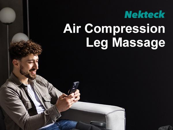Nekteck Cordless Leg Massager Recovery System (Single Leg Only), Air Compression Massage, Full Leg Boots for Circulation and Pain Relief Comfort Daily
