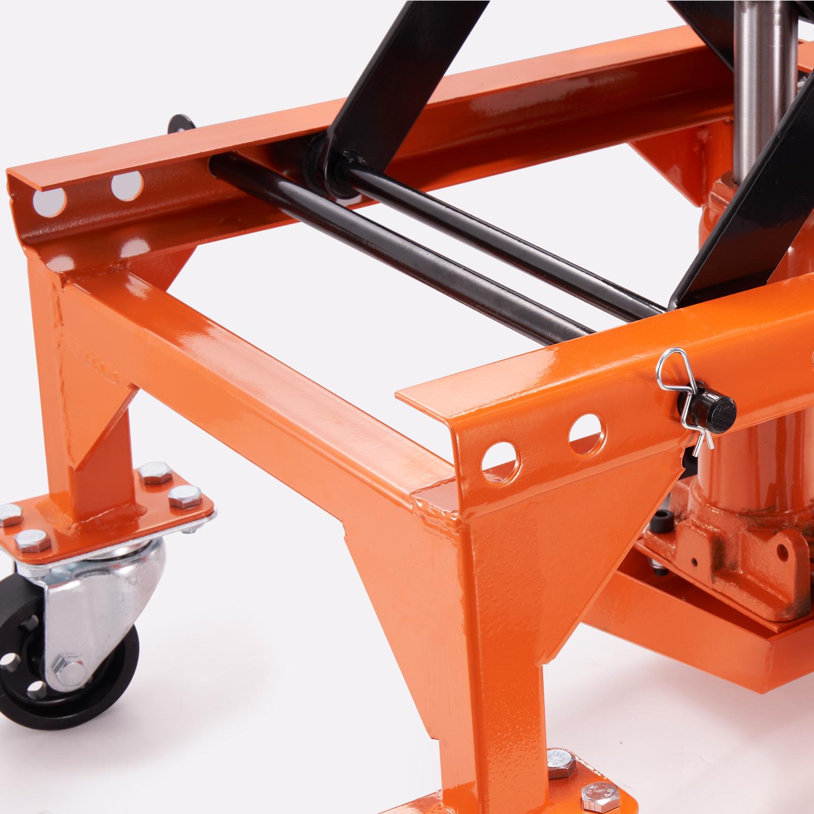 【Summervibes】VEVOR Hydraulic Motorcycle Lift Table, 350 LBS Capacity Motorcycle Scissor Jack Lift with Wide Deck, J-hooks, 4 Wheels, Hydraulic Foot-Operated Jack Stand for ATV Dirt Bikes