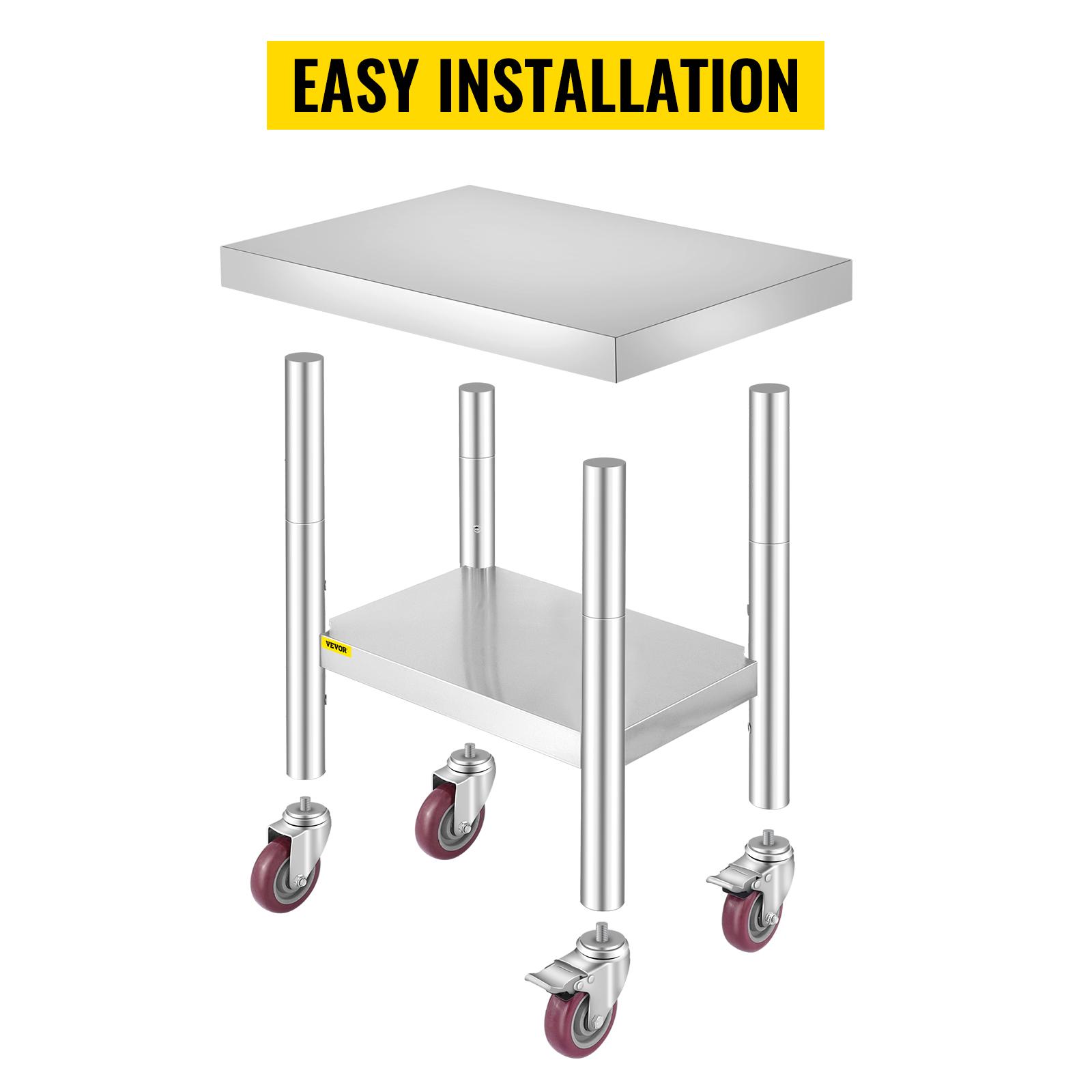 【Super Brand Day】VEVOR Stainless Steel Work Table, Various specifications, With 4 Wheels Heavy Duty Commercial Food Prep Worktable with Brake for Kitchen Prep Work,Stainless Steel Work Table，DEALS FOR YOU