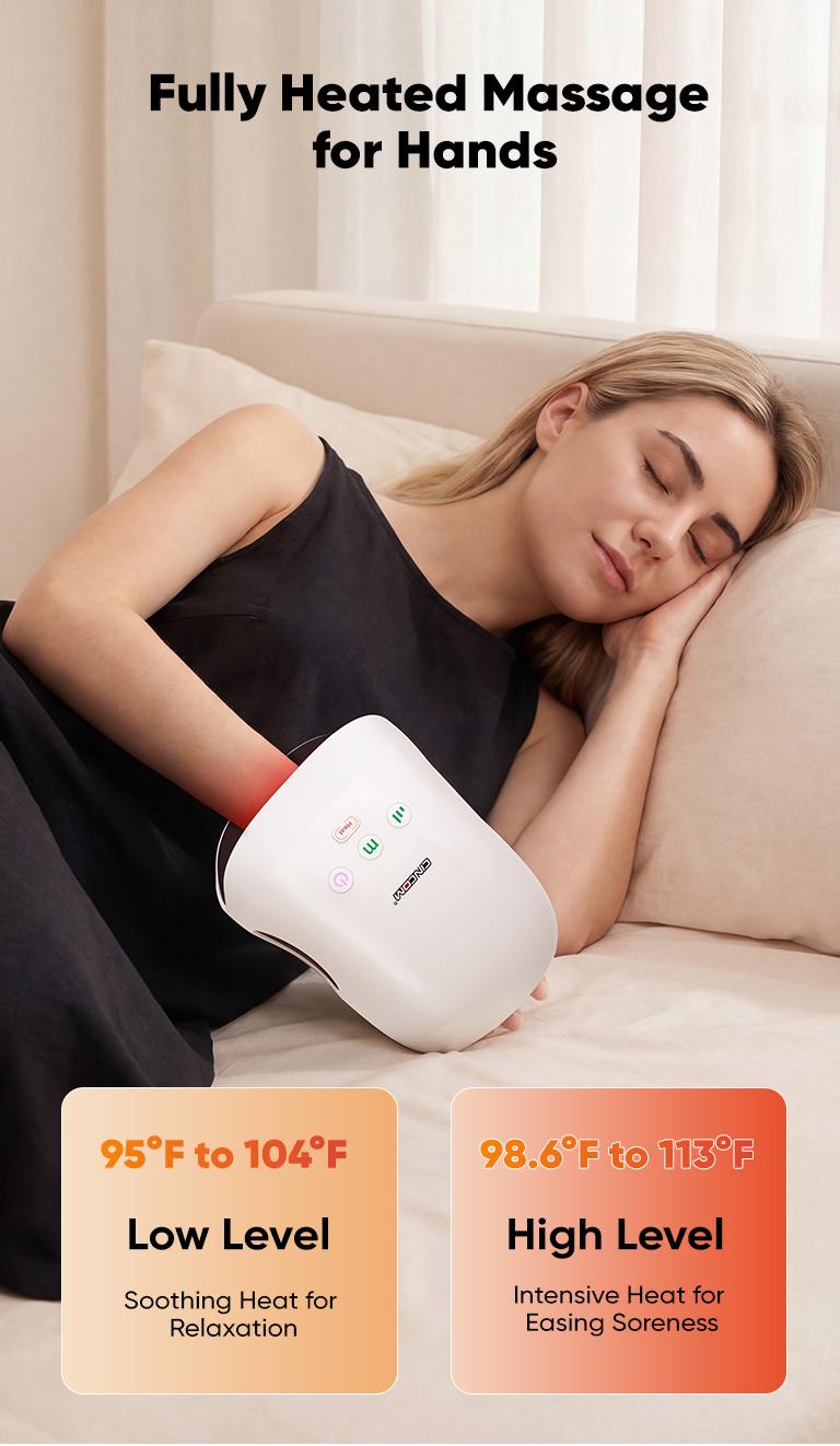 CINCOM Portable Hand Massager, Cordless, Advanced Airwave Technology, Customized Mode & Heating Function, Long-Lasting Battery Life, Auto-Off Feature, Perfect for Daily Relaxation, Comfort, White, Ideal Gift for Christmas & Birthday,summerwins
