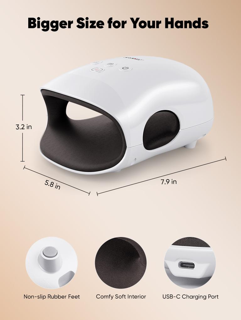CINCOM Portable Hand Massager, Cordless, Advanced Airwave Technology, Customized Mode & Heating Function, Long-Lasting Battery Life, Auto-Off Feature, Perfect for Daily Relaxation, Comfort, White, Ideal Gift for Christmas & Birthday,summerwins