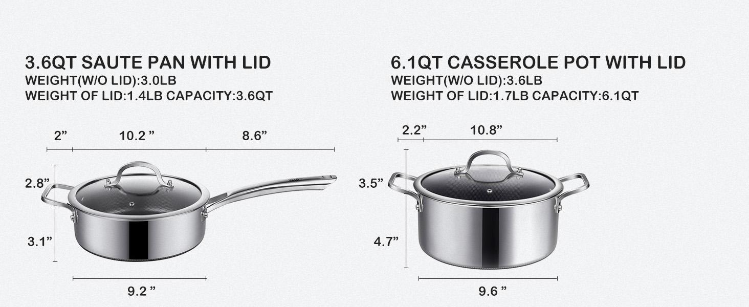 SNOWCLAD 10-Pcs Pots and Pans Set with Lids – Nonstick Stainless Steel Kitchen Cookware Set, Dishwasher Safe, Non-Toxic, Induction Ready & PFOA Free SNOWCLAD 10-Pcs Pots and Pans Set with Lids – Nonstick Stainless Steel Kitchen Cookware Set, Dishwasher Safe, Non-Toxic, Induction Ready & PFOA Free