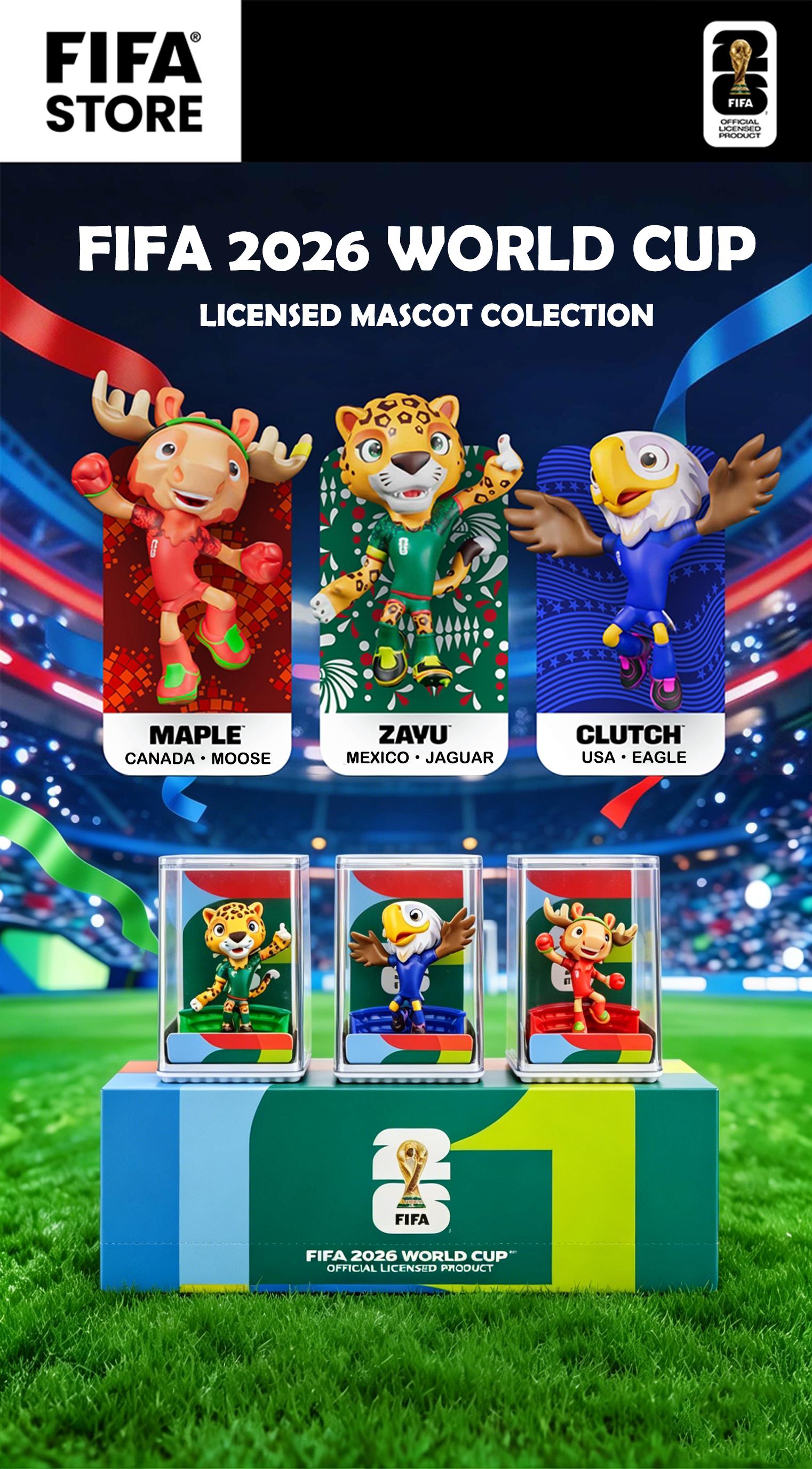 [Set of 3] FIFA 2026 World Cup Mascot Official Licensed Toy Figurines Collectable Soccer (Maple, Zayu & Clutch) Summervibes