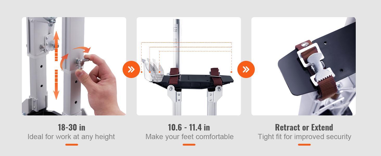 【DealsForYouDays】VEVOR Drywall Stilts, 18''-30'' Adjustable Aluminum Tool Stilts with Protective Knee Pads, Durable and Non-slip Work Stilts for Sheetrock Painting, Walking, Taping, Silver 【DealsForYouDays】VEVOR Drywall Stilts, 18''-30'' Adjustable Aluminum Tool Stilts with Protective Knee Pads, Durable and Non-slip Work Stilts for Sheetrock Painting, Walking, Taping, Silver