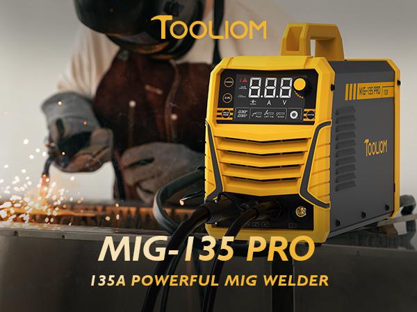 [fathersdaygift] TOOLIOM MIG-135-PRO Flux Core Welder - 135A 110V 3-in-1 Gasless MIG/Lift TIG/MMA Welding Machine, Inverter Wire Feed Welder for Home DIY, Includes Gloves & E71T-GS Wire