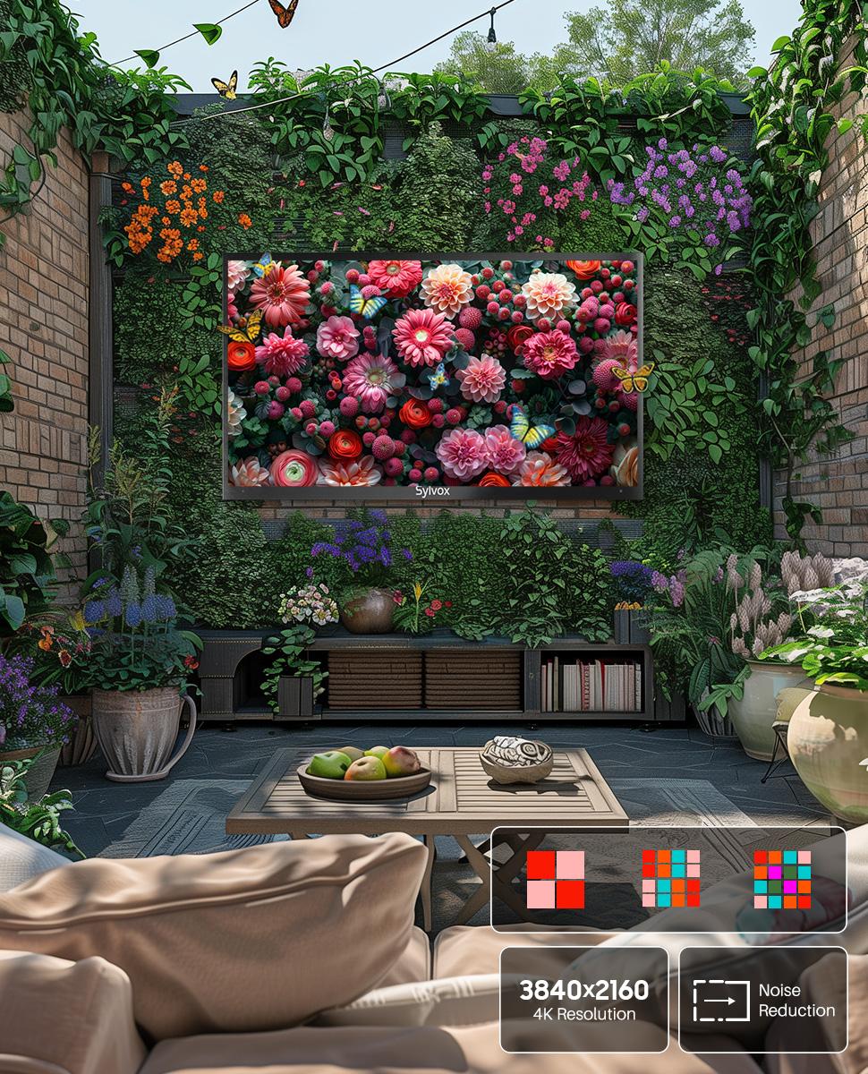 SYLVOX Outdoor TV, 4K UHD IP55 Weatherproof Television for Partial Sun Outside 1000nit Brightness, Google TV OS, Dolby Atmos, Voice Remote (Deck Pro 3.0) SYLVOX Outdoor TV, 4K UHD IP55 Weatherproof Television for Partial Sun Outside 1000nit Brightness, Google TV OS, Dolby Atmos, Voice Remote (Deck Pro 3.0)