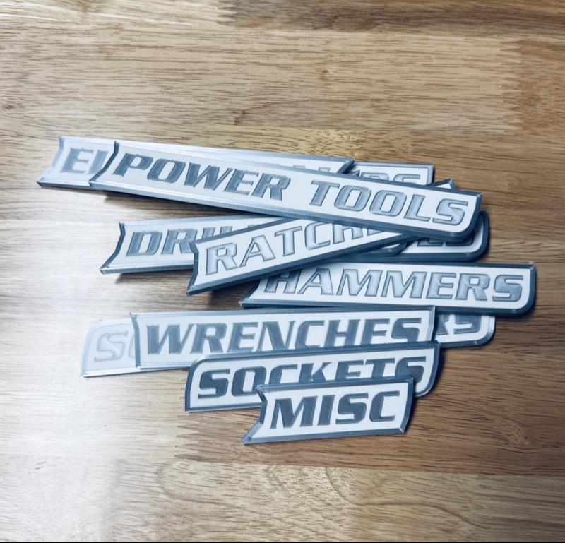 ColKy Designs - 12-Pack Premium Magnetic Toolbox Labels for Tool Organization - 12 Pack of High Quality 3D Printed Personalized Magnets for Metal Cabinets, Drawers, Tool Chests, Decor Plastic Gift - Made to Order &bull; Core Colors &bull; No Custom Text