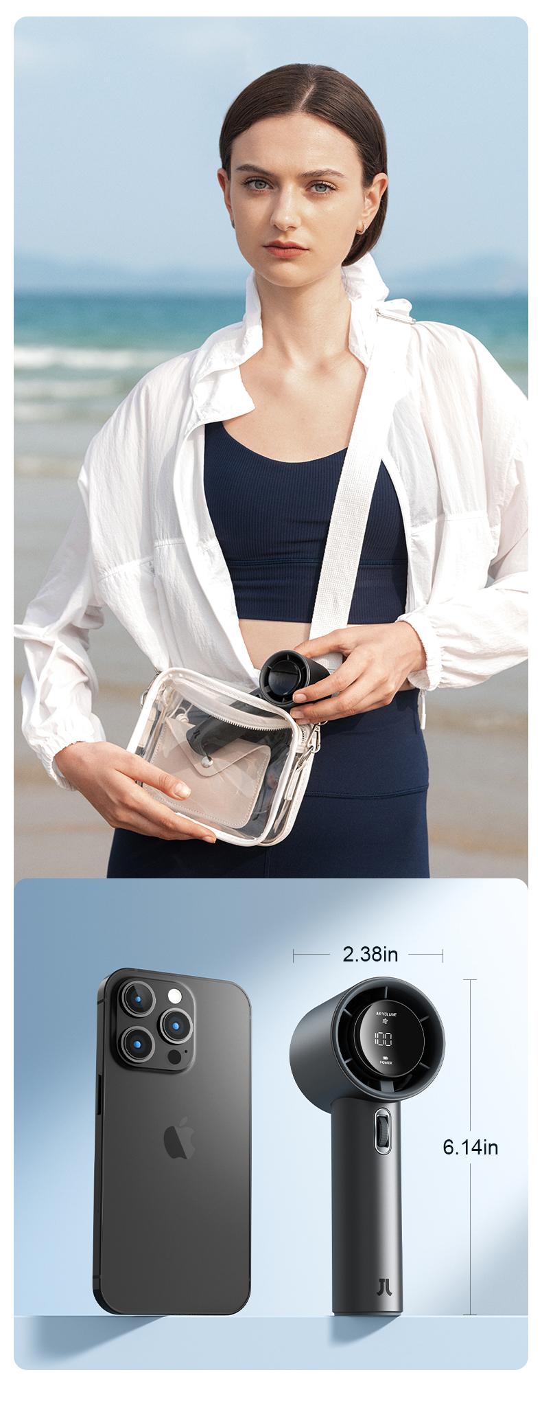 JISULIFE Handheld Fan PRO1 - 5000mAh Battery, 9m/s Wind Speed, Digital Display, USB Rechargeable, Portable Fan for Travel & Outdoor, Gifts for Women Men, Brushless Motor, 15000 RPM, 3-15 Hours Cooling