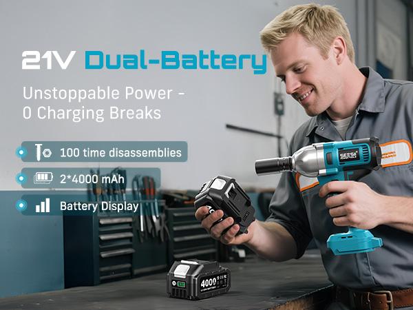 Seesii Cordless Impact Wrench 1/2-inch, High Torque 1200N.m, Compact Wrench w/ 1X 4.0Ah Battery, 3300RPM, 6 Sockets, Electric Impact Driver, Gift for Home, Vehicles & Men, WH710 Pro dealsforyoudays