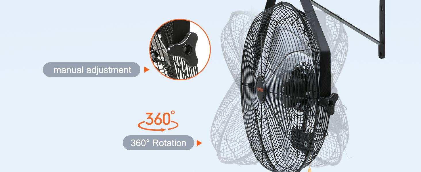 【DealsForYouDays】VEVOR Wall Mounted Fan - IP44 Waterproof Outdoor Cooling Fan3-Speed Adjustable Speeds High Velocity (Max. 4150 CFM)ETL Listed Industrial/Residential for WarehousePatioBlack, Adjustable Speeds Fan