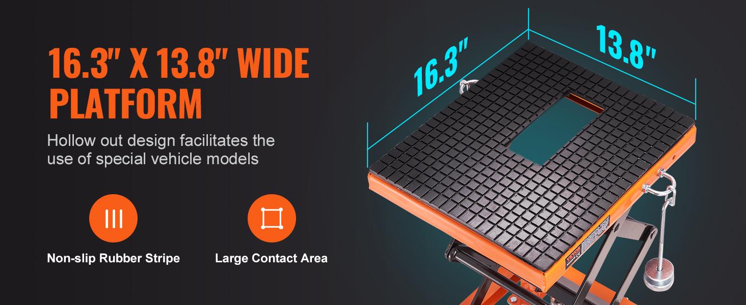 【Summervibes】VEVOR Hydraulic Motorcycle Lift Table, 350 LBS Capacity Motorcycle Scissor Jack Lift with Wide Deck, J-hooks, 4 Wheels, Hydraulic Foot-Operated Jack Stand for ATV Dirt Bikes