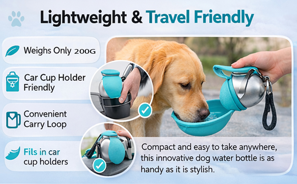 2-in-1 Portable Dog Water Bottle with Bowl