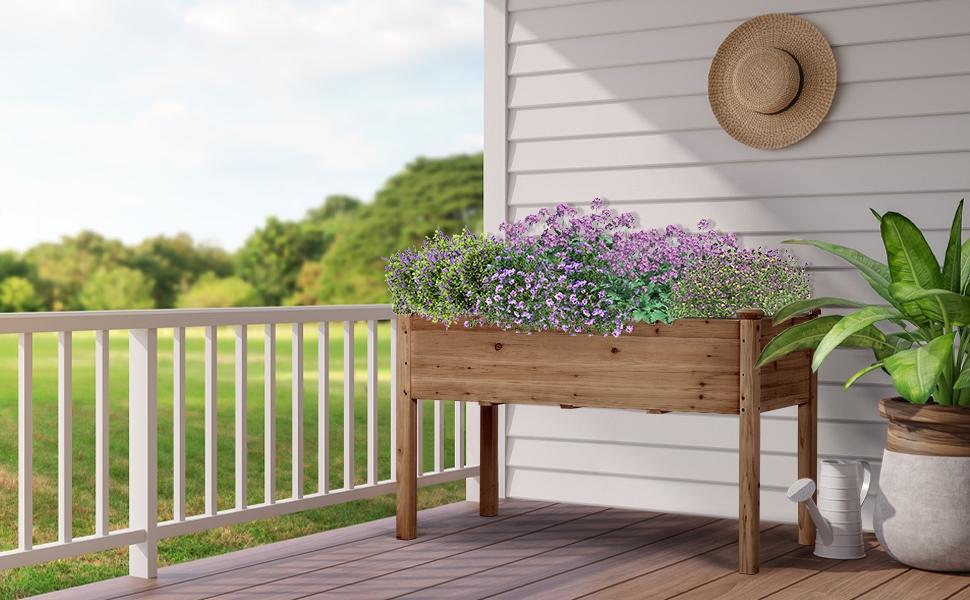 【Father's Day Gift】【Fir Wood】Yaheetech Large Raised Garden Bed Elevated Wooden Horticulture Planter Box with Legs Standing Growing Bed for Gardening/Backyard/Patio/Balcony