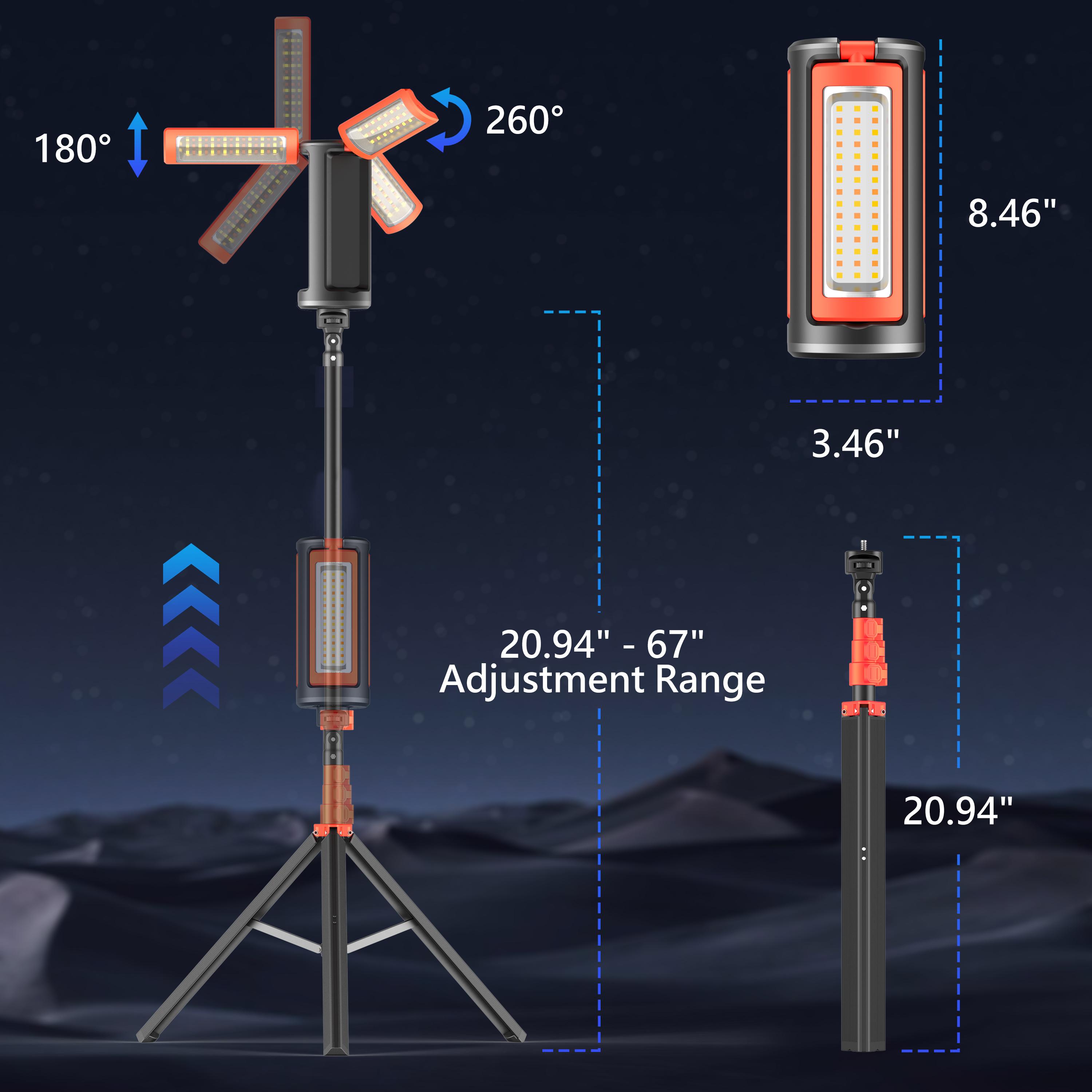 3-Head LED Camping Light - 10000mAh Power Bank, 67" Adjustable Stand, Detachable Tripod, High Power Flashlights, LED Flashlight Rechargeable, Rechargeable Spotlight, Portable Work Light, Work Accessories, Tech Gadgets for Outdoor, Emergency Use,summervibe 3-Head LED Camping Light - 10000mAh Power Bank, 67" Adjustable Stand, Detachable Tripod, High Power Flashlights, LED Flashlight Rechargeable, Rechargeable Spotlight, Portable Work Light, Work Accessories, Tech Gadgets for Outdoor, Emergency Use,summervibe