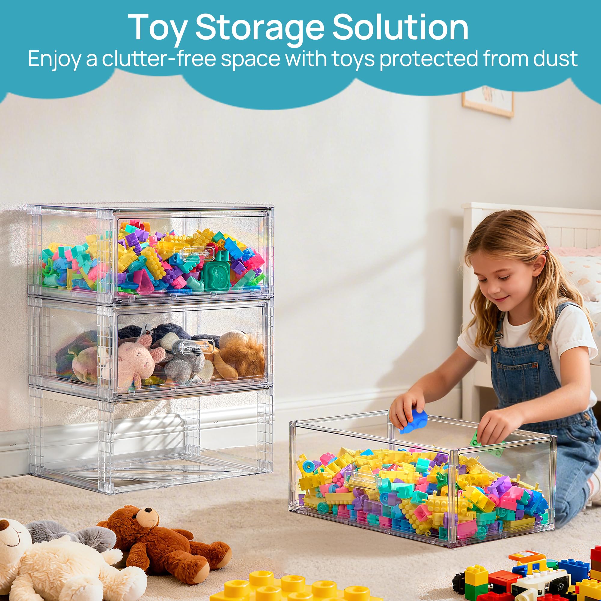 【DealsForYouDays】Vtopmart 2-5 Pack UnderBed Large Clear Stackable Storage Drawers 18-23QT, Easily Assemble Closet Storage Bins, Dust-Proof for storing shoes, clothes, bedding, and off-season essentials, summerwins,mid year sale