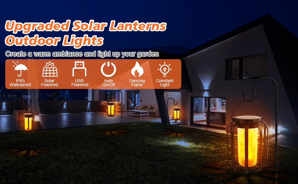 Thanksgiving Christmas Lights Solar Lights Outdoor Light Strip Base, Upgraded Flashing Flame Outdoor Waterproof Lights, Solar Lights for Balcony Garden Room Decoration, Flame Garden Lights for Outdoor Balcony Walkway Decoration, Holiday Decorations.