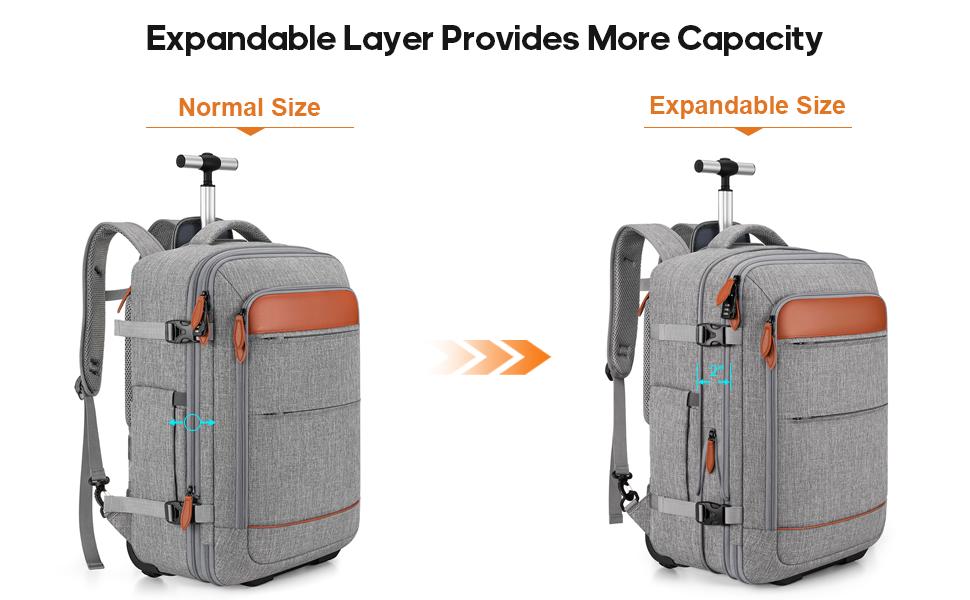 BAGSURE Rolling Backpack with Wheels 17.3 Inch Carry-On Laptop Backpack for Men Women Large Capacity Durable Travel Backpack with USB Port & Anti-Theft Features,summerwins BAGSURE Rolling Backpack with Wheels 17.3 Inch Carry-On Laptop Backpack for Men Women Large Capacity Durable Travel Backpack with USB Port & Anti-Theft Features,summerwins