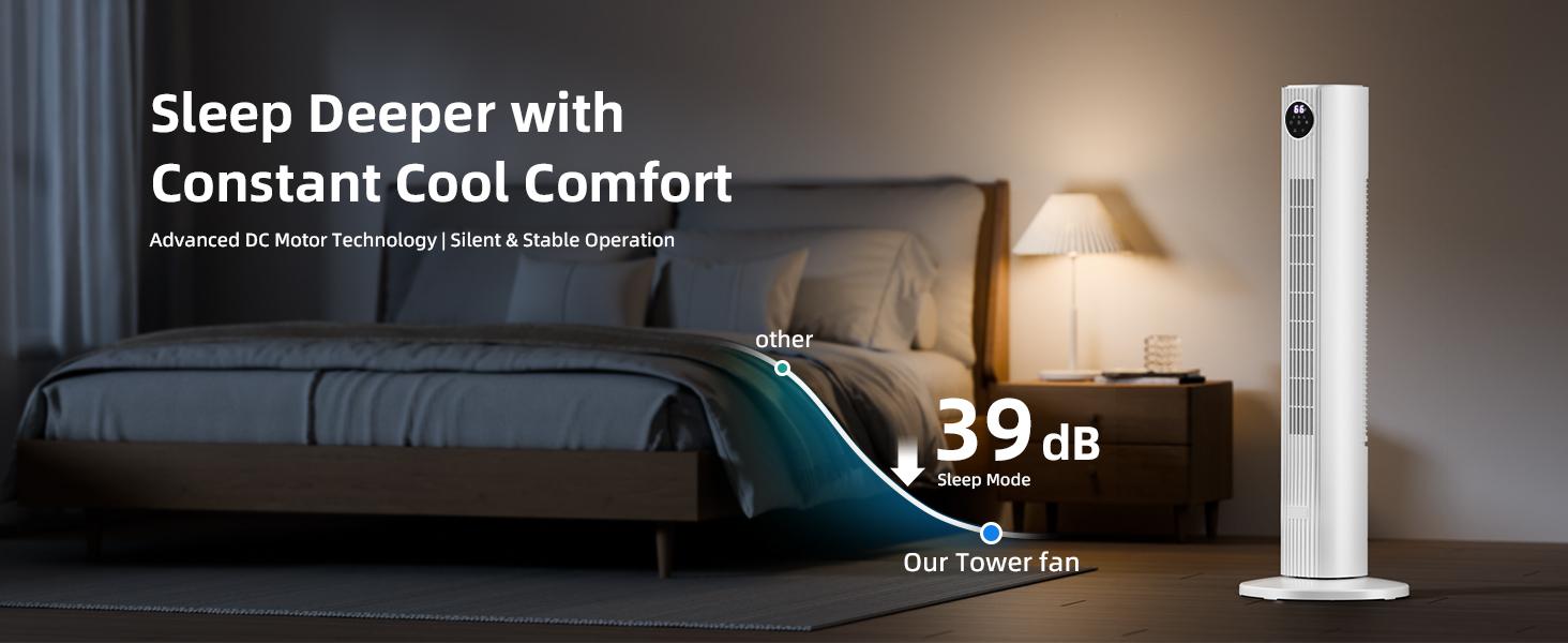 【DealsForYouDays】Antarctic Star Tower Fan Portable Electric 85&deg; Oscillating Fan with Remote Control, Quiet Operation, 3 Speed Settings & 12H Timer, Bladeless Standing Floor Fan for Bedroom & Office