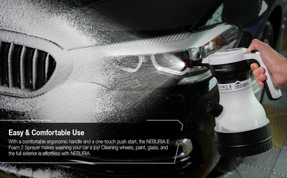 NEBURIA Gen 2 Electric Foam Sprayer – Rechargeable High Pressure Foam Cannon for Car Wash & Home Cleaning | Portable Cordless, Smart Pressure Control