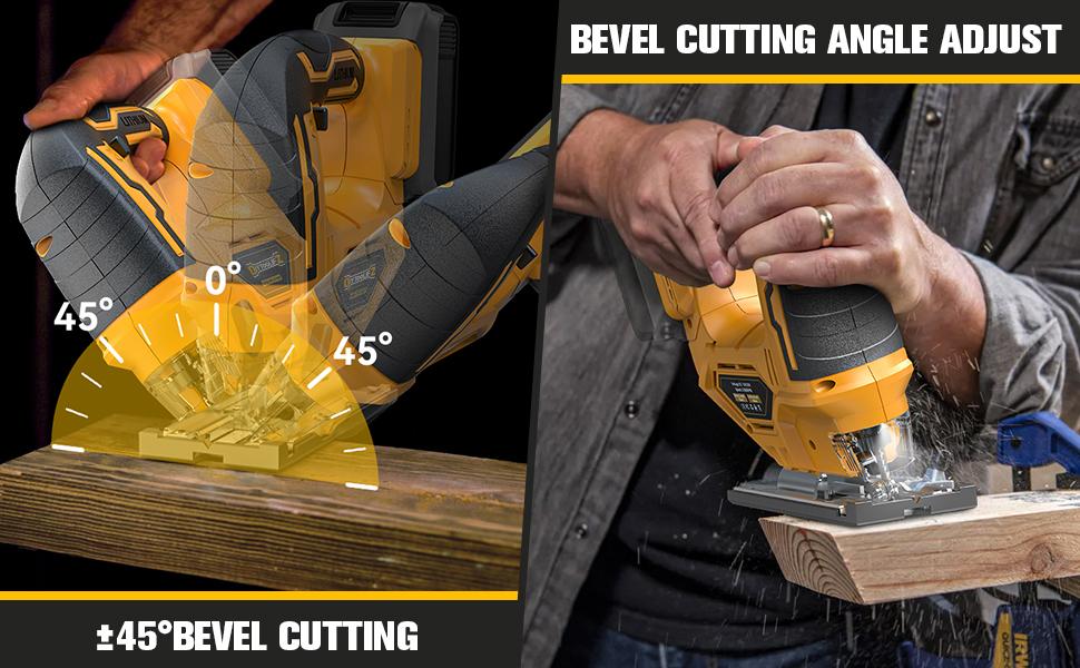 Cordless Jigsaw Compatible with Dewalt 20v Battery(NO Battery!!), Jig Saw Tool Brushless,2900RPM,0&deg;-45&deg;Bevel,3 Orbital Action,LED Light for Straight/Curve Cutting