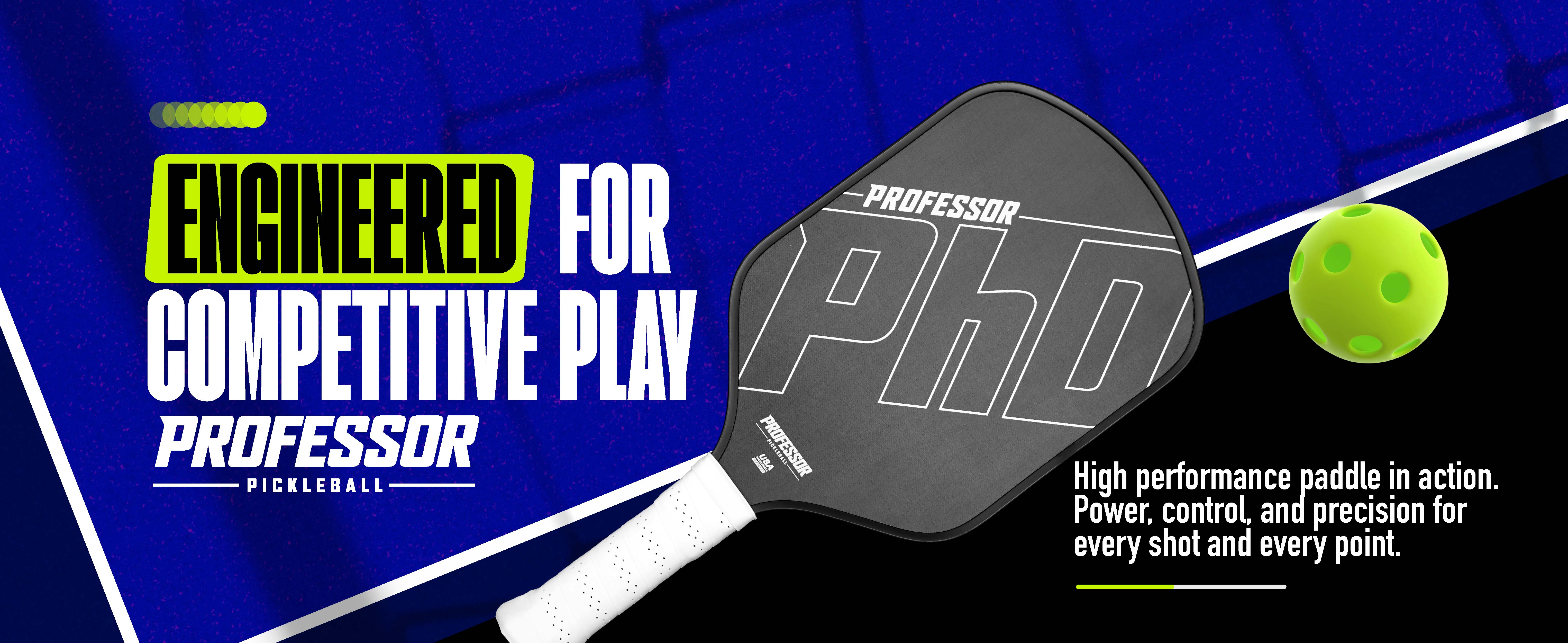 Professor PhD Raw Carbon Fiber Pickleball Paddle - 16MM - USA Pickleball Approved - Honeycomb Core - Power & Control