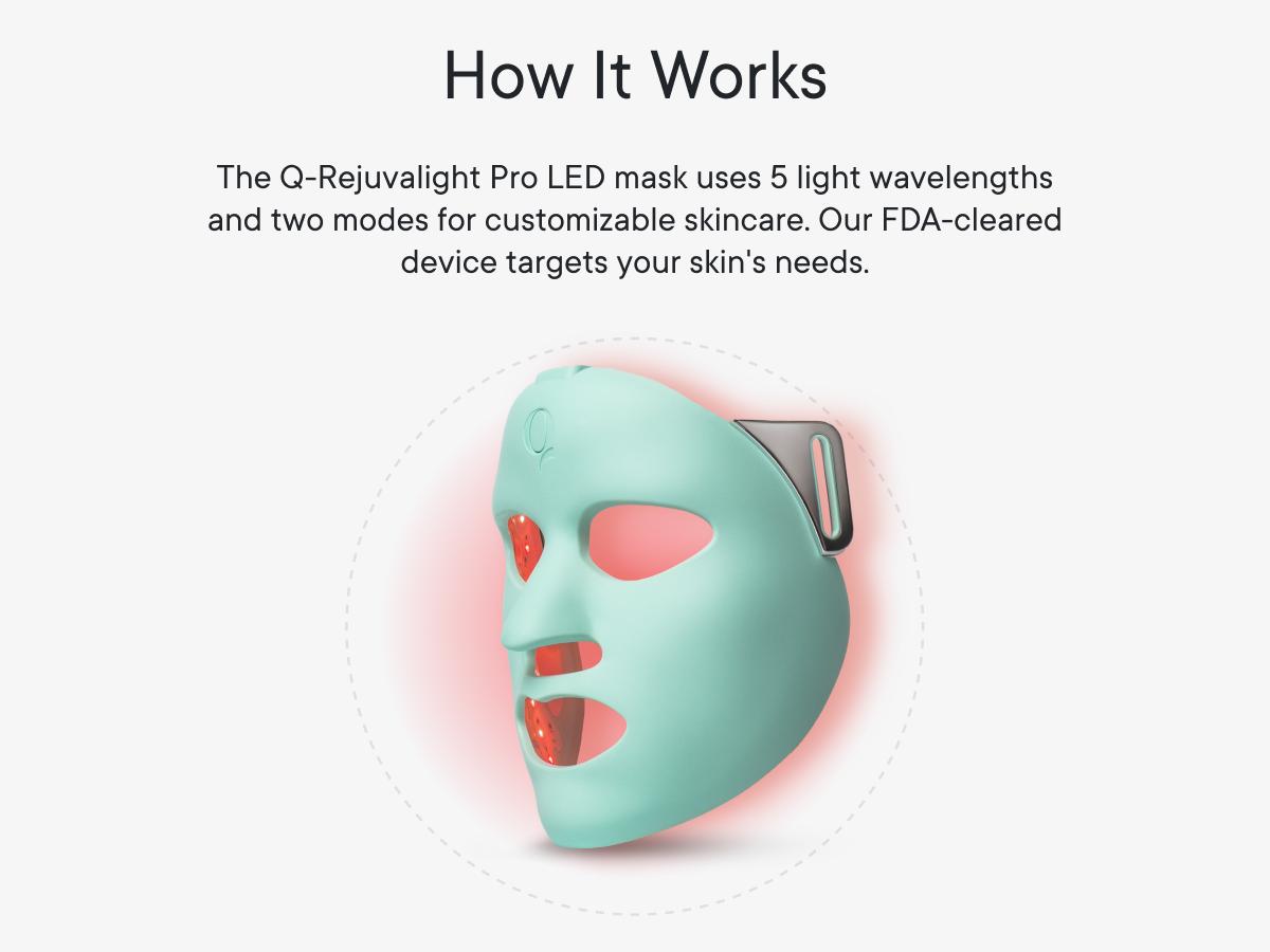 Qure LED Light Therapy Mask for Face - FDA Cleared for Wrinkles & Acne Treatment with 3 Modes, 5 Facial Areas &  5 Lights: Red, Deep-Red, Blue, Amber & Infrared, 3-Min Daily, Eye-Protection, Smart App