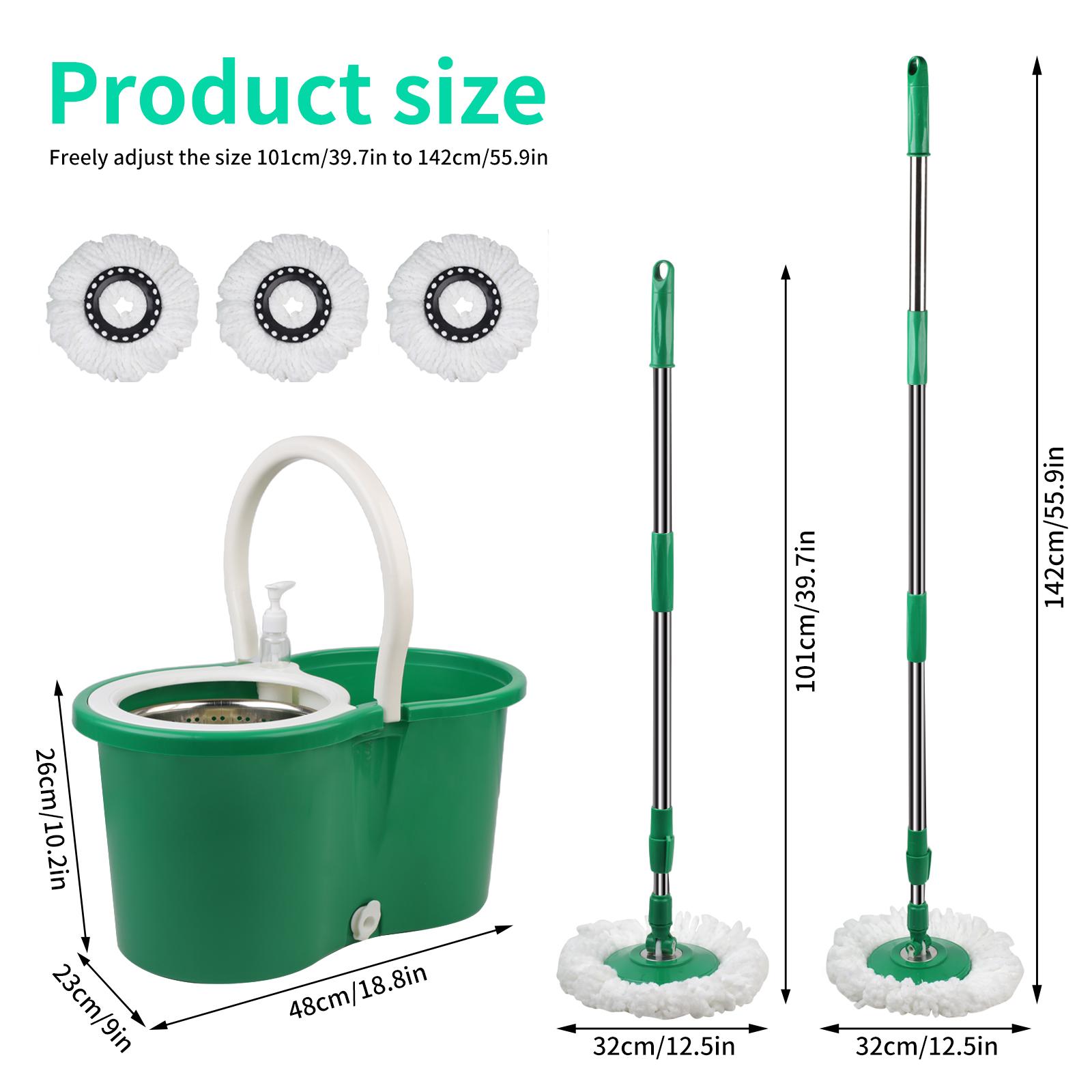 SummerVibes Colorful 360&deg; Spin Mop and Bucket Set with 3 Microfiber Refills 61in Stainless Steel Adjustable Extendable Pole Plastic Bucket for General Cleaning, Gifts for Mother's Day