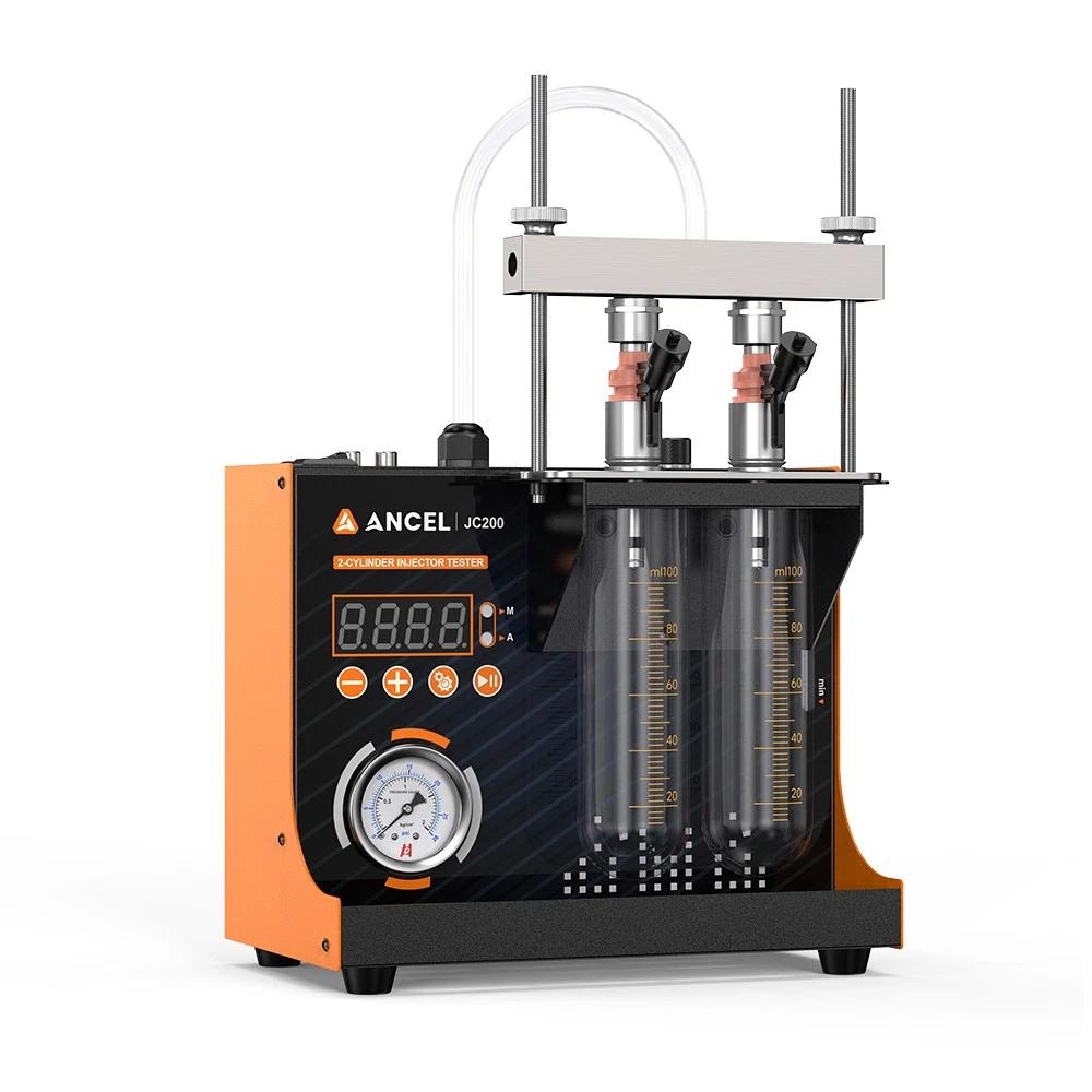 ANCEL JC200 2-Cylinder Fuel Injector Tester & Flow Cleaner Removes Light Surface Deposits During Testing, Adjustable Pressure, Built-in 12V Pump for Cars & Motorcycles