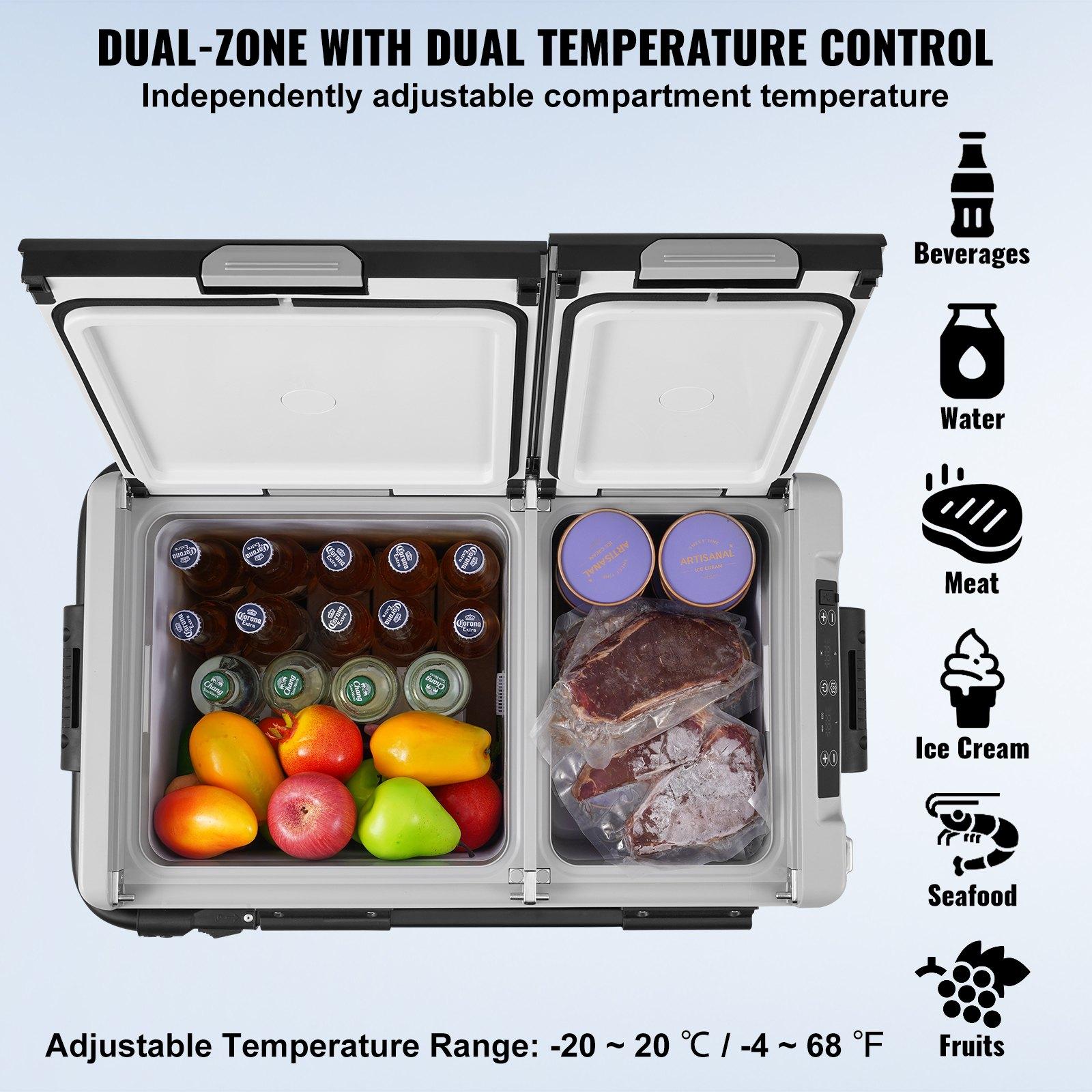 【FathersDayGift】 VEVOR Portable Car Refrigerator, 12 Volt Car Refrigerator Fridge, 58 L / 61.5 QT Dual Zone Portable Freezer, -4℉-68℉ Adjustable Temperature, Compressor Cooler for Home, Outdoor, Camping, RV, Car 【FathersDayGift】 VEVOR Portable Car Refrigerator, 12 Volt Car Refrigerator Fridge, 58 L / 61.5 QT Dual Zone Portable Freezer, -4℉-68℉ Adjustable Temperature, Compressor Cooler for Home, Outdoor, Camping, RV, Car