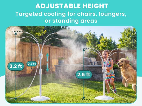 HOMENOTE Standing Misting Cooling System with Fillable Base, 26.2FT Water Line, Adjustable Height Standing Mister for Outside Patio Cooling, Pool Tanning, Garden Greenhouse Watering HOMENOTE Standing Misting Cooling System with Fillable Base, 26.2FT Water Line, Adjustable Height Standing Mister for Outside Patio Cooling, Pool Tanning, Garden Greenhouse Watering