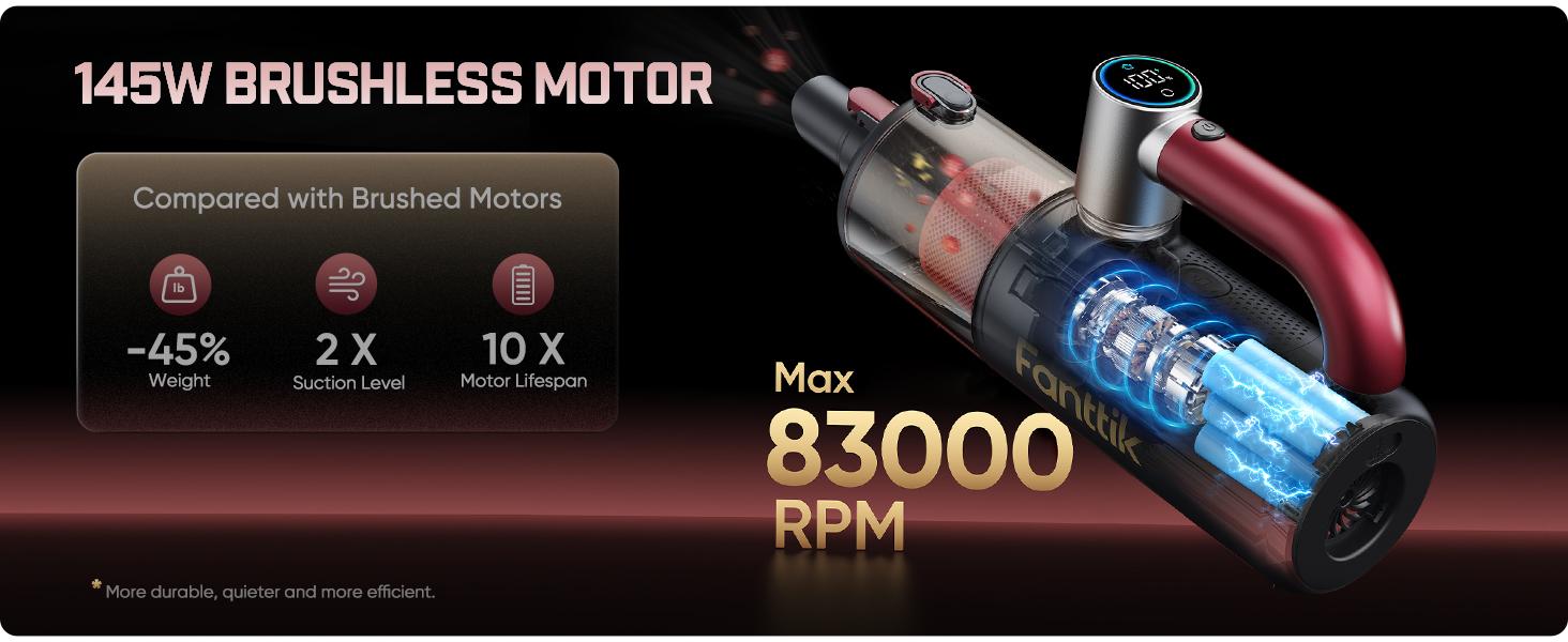 【FathersDayGift】Fanttik Cruise V11 APEX Handheld Vacuum Cordless, 4-in-1 Vacuum Cleaner with 180° Rotatable Handle, 145W Brushless Motor, LED Touch Screen, 3 Suction Modes for Home Corners, Kitchen, Car, Crevices Summervibes, Rechargeable Cordless, Cars A
